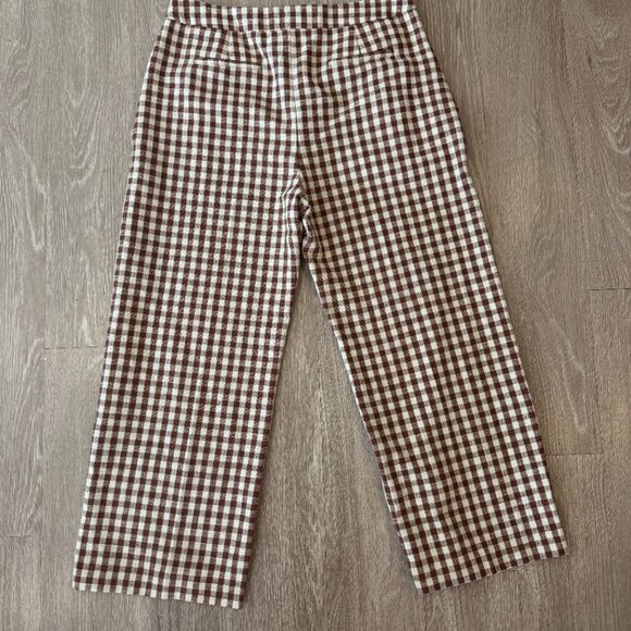 Sezane Martin Crop Trousers in Brown/ Ecru Gingham - Picture 5 of 6